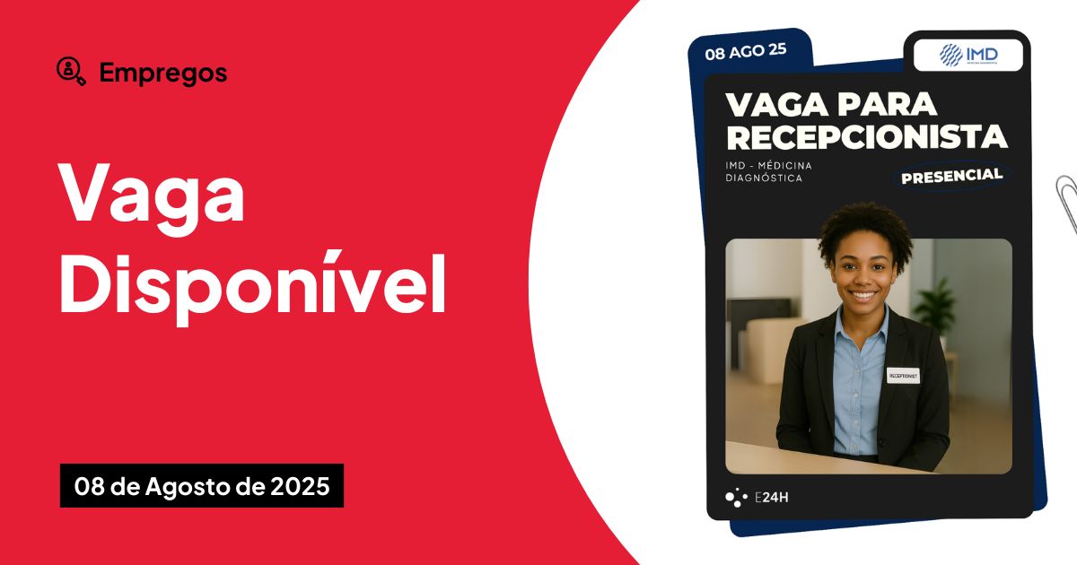 Vaga de recepcionista no IMD com benefícios CLT
